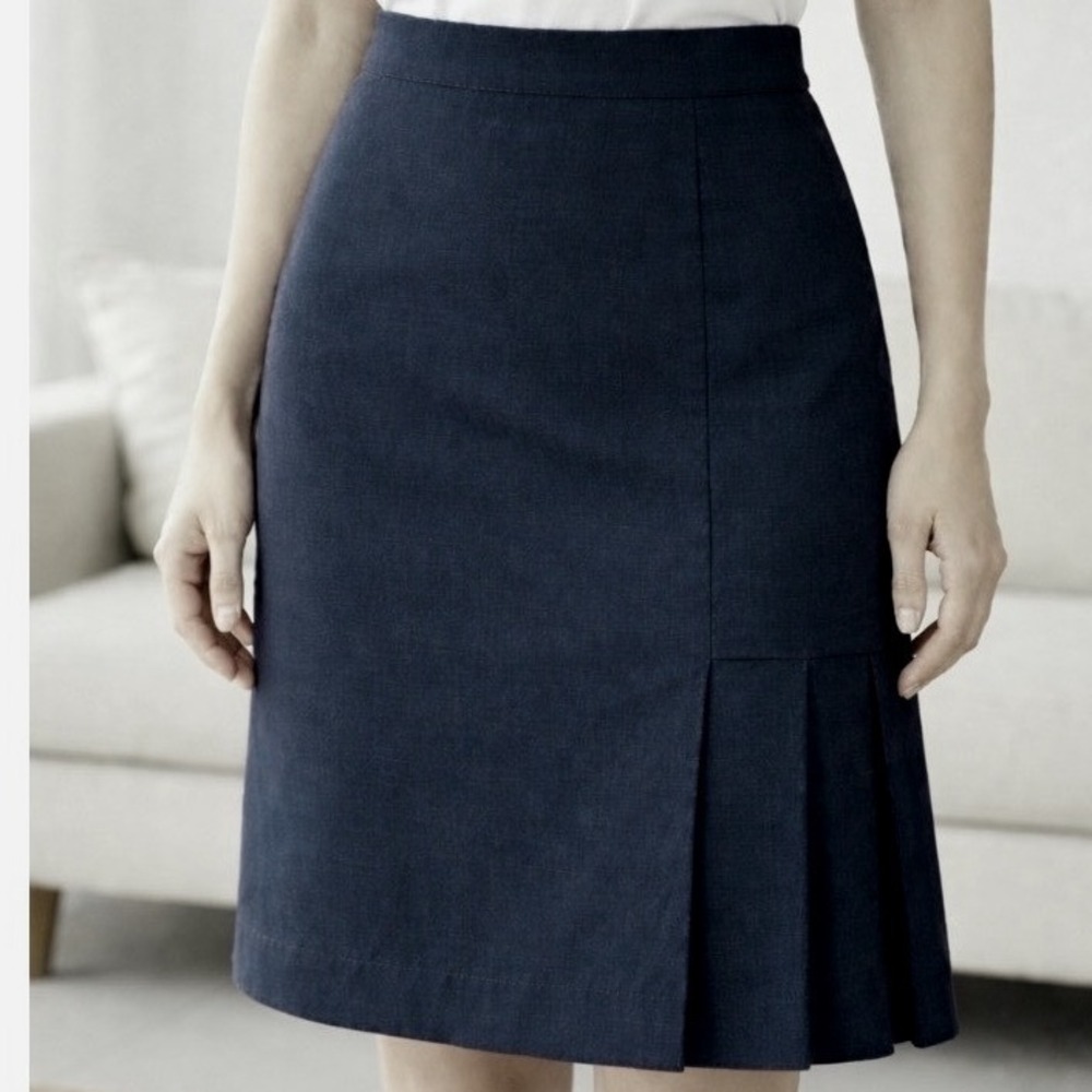 NEW Linen Blend Black Side Pleated‎ Skirt Size 8 New York & Co  Office Casual